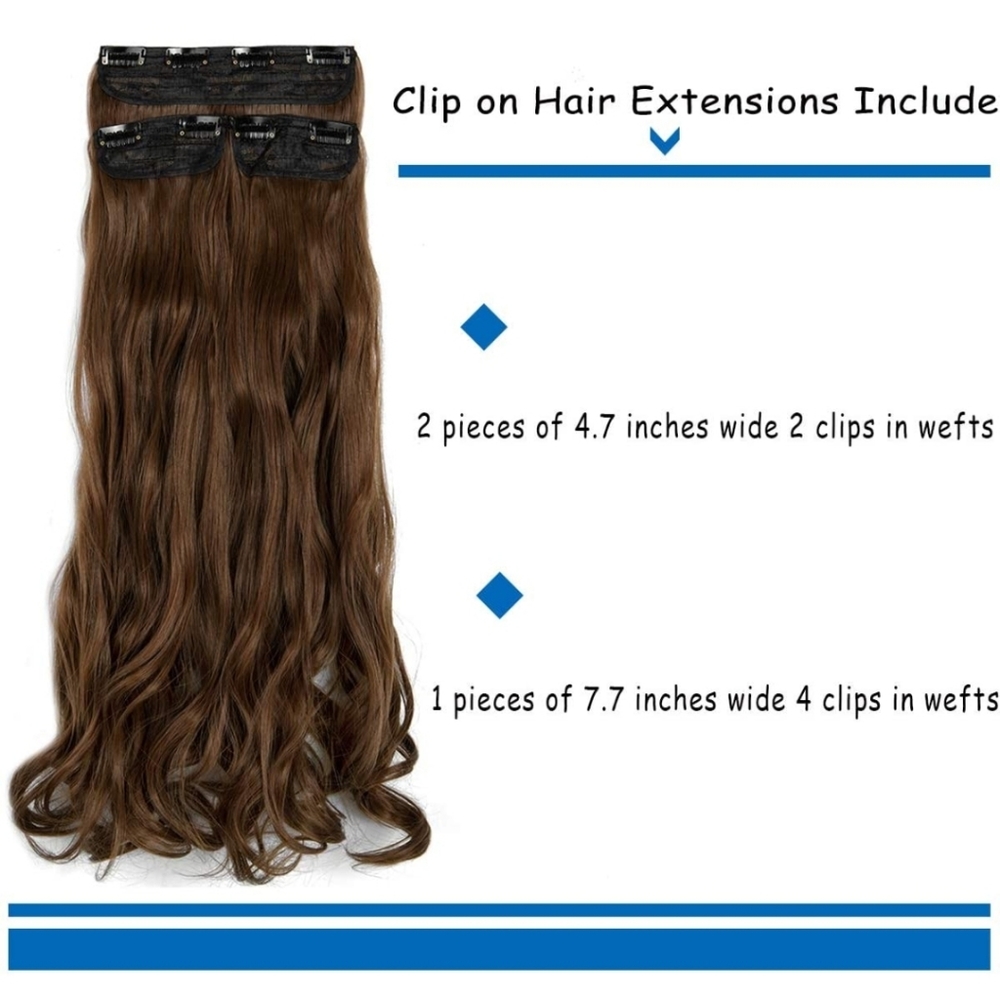 Hair Extensions curly long clip on Chestnut brown - Picture 2 of 8